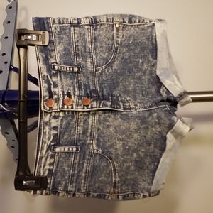 Denim SHORT SHORTS  dark blue acid wash jeans 4 stretch fabric cuff